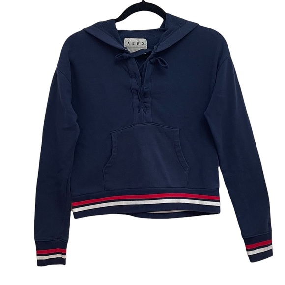 3 For $15‼️BUNDLE & SAVE Aeropostale Long Sleeve Navy Blue Sweater Hoodie Size S - Picture 1 of 11